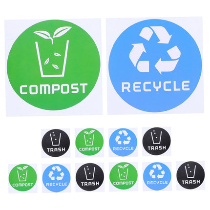 SWETRACE Trash Bin Sticker Multi PVC Adhesive Sticker 12Pcs Recycling Symbols Household Use.