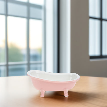SWETRACE Bathtub Shaped Flower Pot Pink Ceramic 1Set 6.3x3.5x2.8in.
