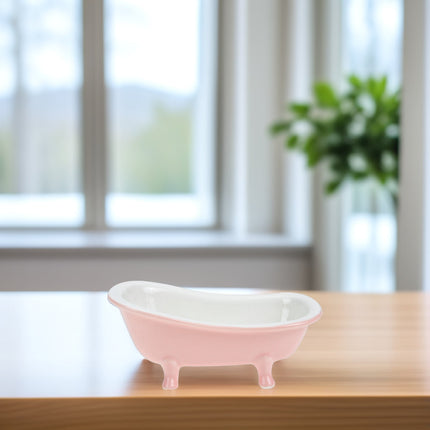 SWETRACE Bathtub Shaped Flower Pot Pink Ceramic 1Set 6.3x3.5x2.8in.
