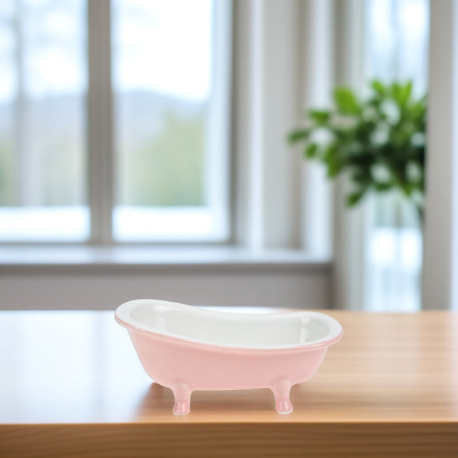 SWETRACE Bathtub Shaped Flower Pot Pink Ceramic 1Set 6.3x3.5x2.8in.