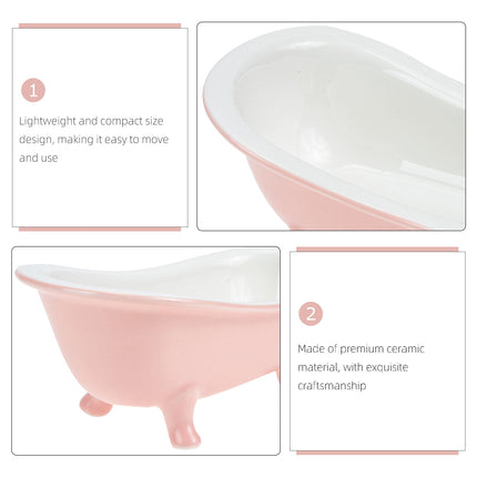 SWETRACE Bathtub Shaped Flower Pot Pink Ceramic 1Set 6.3x3.5x2.8in.