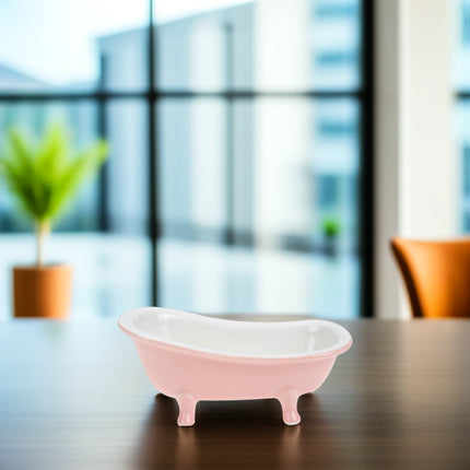 SWETRACE Bathtub Shaped Flower Pot Pink Ceramic 1Set 6.3x3.5x2.8in.