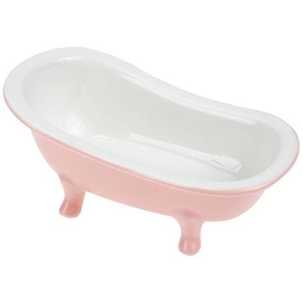 SWETRACE Bathtub Shaped Flower Pot Pink Ceramic 1Set 6.3x3.5x2.8in.