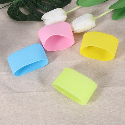 Worgeous 4pcs Silicone Heat resistant Cup Sleeves Non slip Protective Water Glass Covers for Bottles and Mugs (Green Light Blue Pink Yellow).