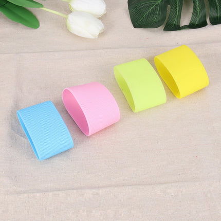 Worgeous 4pcs Silicone Heat resistant Cup Sleeves Non slip Protective Water Glass Covers for Bottles and Mugs (Green Light Blue Pink Yellow).