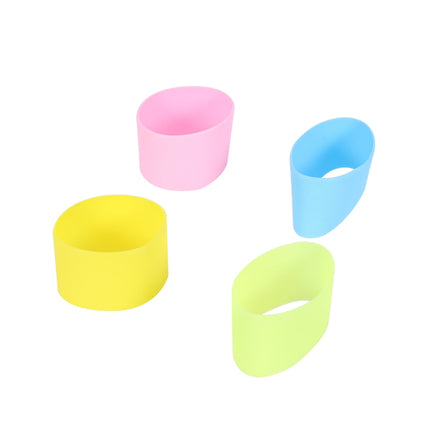 Worgeous 4pcs Silicone Heat resistant Cup Sleeves Non slip Protective Water Glass Covers for Bottles and Mugs (Green Light Blue Pink Yellow).