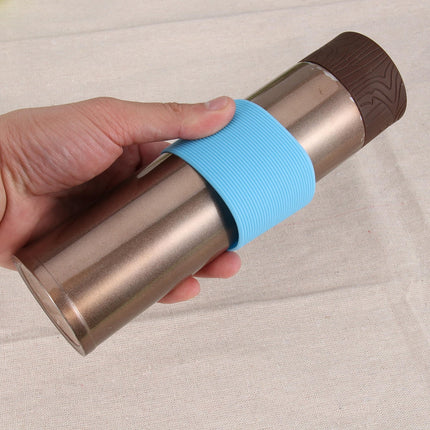 Worgeous 4pcs Silicone Heat resistant Cup Sleeves Non slip Protective Water Glass Covers for Bottles and Mugs (Green Light Blue Pink Yellow).