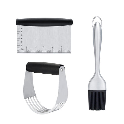 Worgeous 3PCS Stainless Steel Pastry Cutter Dough BBQ Brush Set for Kitchen Home Restaurant.