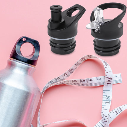 Worgeous 2 Pcs Straw Lid Drink Sports Bottle Lunch Black.