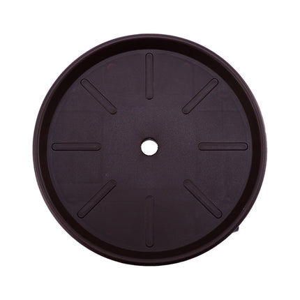 Worgeous Movable Flower Pot Mat with Water Box for Plants Made of Durable Plastic in Brown 27CM Outside.