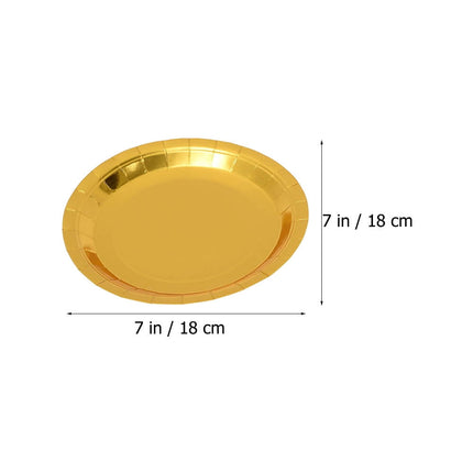 Worgeous 25 Pcs Disposable Paper Tray Birthday Plates Dinner Cute Tableware Cake Golden.