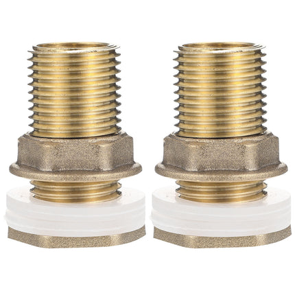 Worgeous Brass Bulkhead Fitting for Water Tank Easy Install Water Inlet Outlet Connector Golden 1/2 Inch.