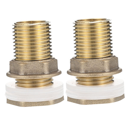 Worgeous Brass Bulkhead Fitting for Water Tank Easy Install Water Inlet Outlet Connector Golden 1/2 Inch.
