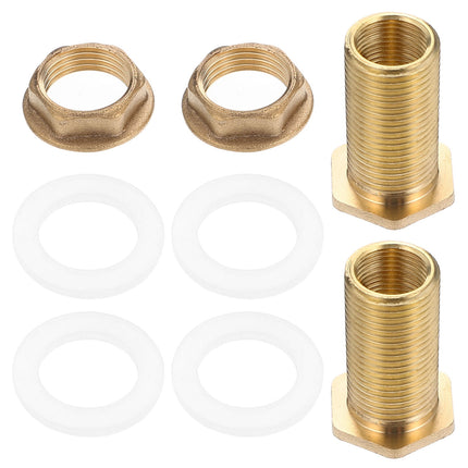 Worgeous Brass Bulkhead Fitting for Water Tank Easy Install Water Inlet Outlet Connector Golden 1/2 Inch.