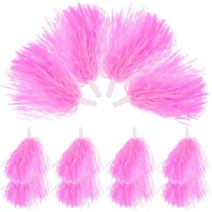 Worgeous Pink Cheerleading Pom Poms with Shiny Design and Durable Plastic Handles for Decor Use 12 Pieces.