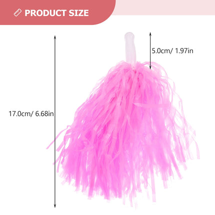 Worgeous Pink Cheerleading Pom Poms with Shiny Design and Durable Plastic Handles for Decor Use 12 Pieces.