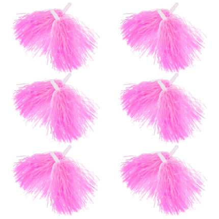 Worgeous Pink Cheerleading Pom Poms with Shiny Design and Durable Plastic Handles for Decor Use 12 Pieces.