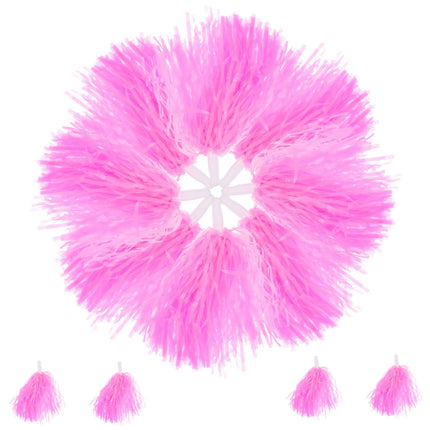 Worgeous Pink Cheerleading Pom Poms with Shiny Design and Durable Plastic Handles for Decor Use 12 Pieces.