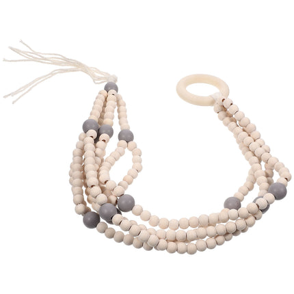 SWETRACE Indoor Wooden Beads Plant Hanger Grey 1Pcs 16.5x2.2x1.2in.