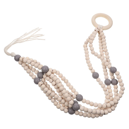 SWETRACE Indoor Wooden Beads Plant Hanger Grey 1Pcs 16.5x2.2x1.2in.