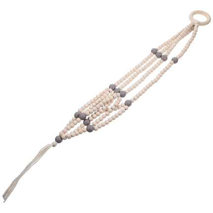 SWETRACE Indoor Wooden Beads Plant Hanger Grey 1Pcs 16.5x2.2x1.2in.