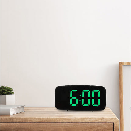 Worgeous Digital Alarm Clock Battery Operated Big Numbers Travel Green.