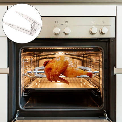 Worgeous 2 Pcs Roast Chicken String Rotisseries Fork Roasted Grilled Silver.