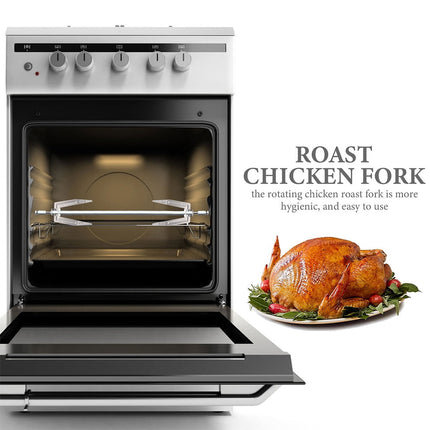 Worgeous 2 Pcs Roast Chicken String Rotisseries Fork Roasted Grilled Silver.