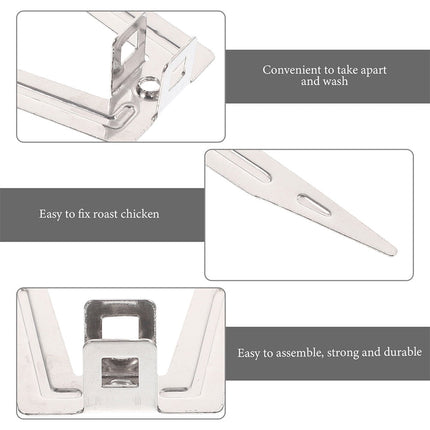 Worgeous 2 Pcs Roast Chicken String Rotisseries Fork Roasted Grilled Silver.