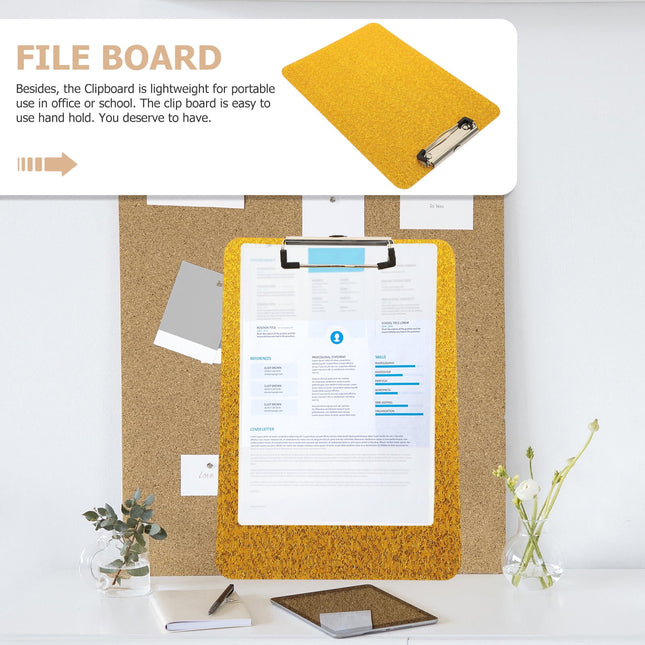 Worgeous Clipboard with Storage Small Writing Pad Student Office Golden.
