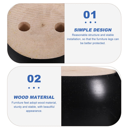 SWETRACE Furniture Feet Wood Round Bun Shape for Wooden Furniture Legs 6Pcs.