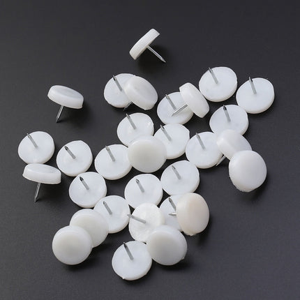 Worgeous 50PCS White Nylon Sofa Tacks Decorative Furniture Nails for Sofa Upholstery 6x22mm.