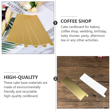 Worgeous 100Pcs Gold Rectangular Paper Cake Serving Trays with Mousse Bottom Plate Cardboard.