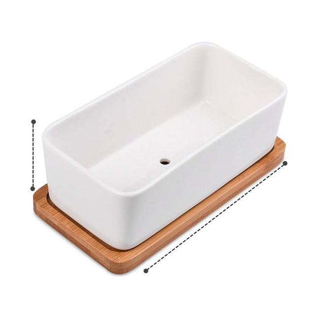 SWETRACE Ceramic Oblong Flower Pot White 1 Set 6.7X3.3In.