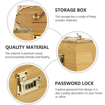 SWETRACE Retro Money-Saving Box With Combination Lock - Scratch- Keepsakes Container 1Pc 11.8x3.9x3.9in.