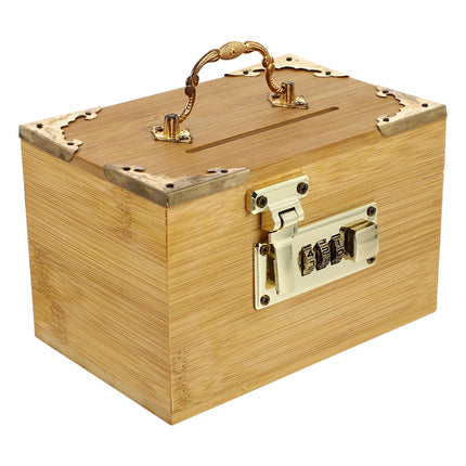 SWETRACE Retro Money-Saving Box With Combination Lock - Scratch- Keepsakes Container 1Pc 11.8x3.9x3.9in.