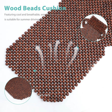 SWETRACE Car Seat Pads Wooden Beads Seat Cushion Breathable Coffee 1 Pc 53.45 x 17.68 x 0.79 inch.