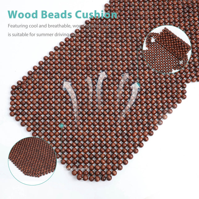 SWETRACE Car Seat Pads Wooden Beads Seat Cushion Breathable Coffee 1 Pc 53.45 x 17.68 x 0.79 inch.