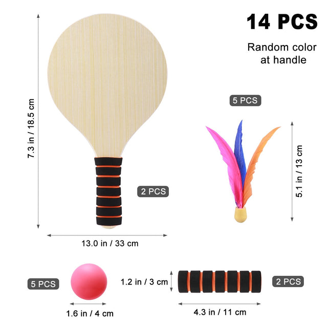 SWETRACE Badminton Rackets for Children Beach Tennis Racket Bamboo 2 Rackets Assorted Color.