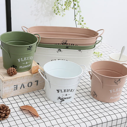 SWETRACE 1Pack Galvanized Bucket Planter in Pink for Outdoor and Indoor Decor 13X4.1In.