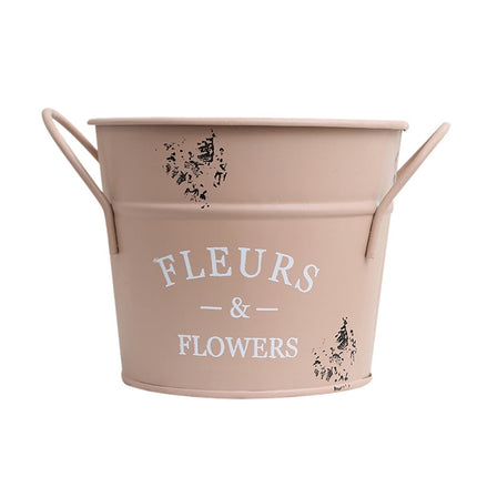 SWETRACE 1Pack Galvanized Bucket Planter in Pink for Outdoor and Indoor Decor 13X4.1In.