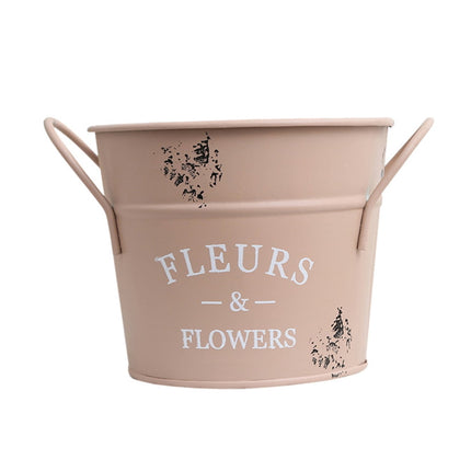 SWETRACE 1Pack Galvanized Bucket Planter in Pink for Outdoor and Indoor Decor 13X4.1In.