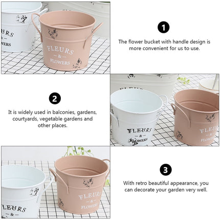 SWETRACE 1Pack Galvanized Bucket Planter in Pink for Outdoor and Indoor Decor 13X4.1In.