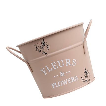 SWETRACE 1Pack Galvanized Bucket Planter in Pink for Outdoor and Indoor Decor 13X4.1In.