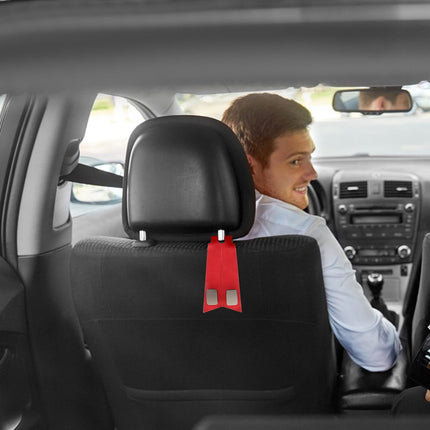 SWETRACE 1Set Red Pu Iron Car Seat Hook for Vehicle Interior Accessories with Luxury Fashionable Design 11.8x3x0.9in.