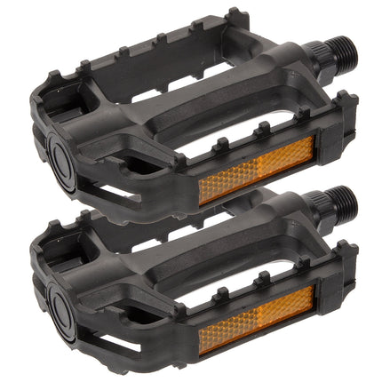SWETRACE 2Pcs Flat Bike Pedals Carbon Steel Replacement for Road and Mountain Bikes Black.