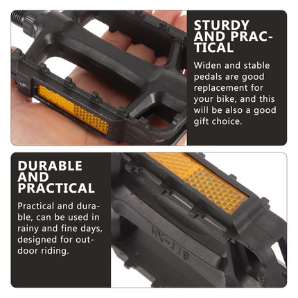 SWETRACE 2Pcs Flat Bike Pedals Carbon Steel Replacement for Road and Mountain Bikes Black.