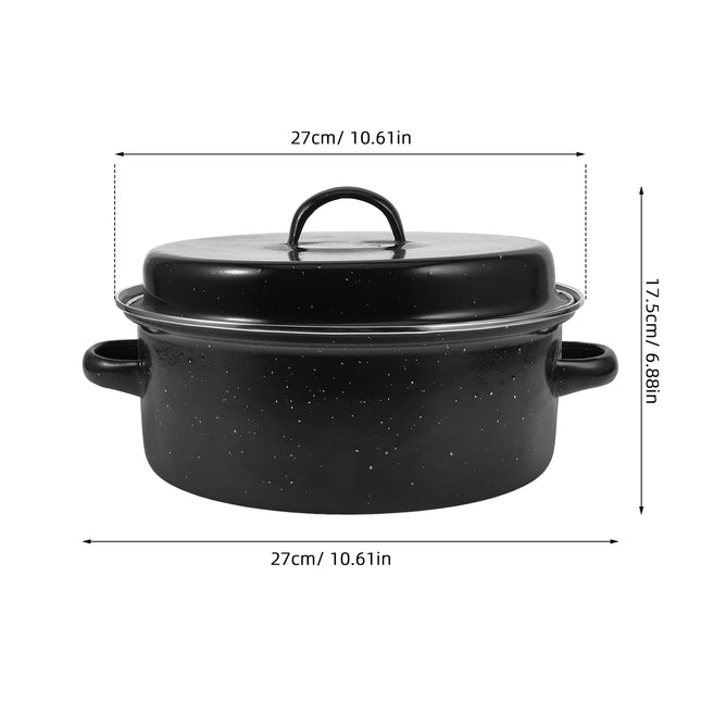 SWETRACE Iron Covered Roaster Pan With Lid Daily Use For Households 10.6X9.4X6.9In.
