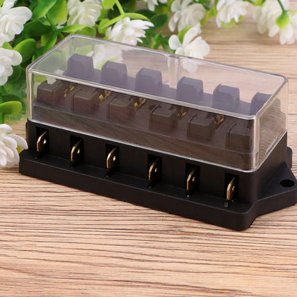 SWETRACE 2Pcs Metal 6 Way Fuse Holder for Vehicle Maintenance Electrical Installation Car Fuse Accessory 4.3x2.0x1.7in.