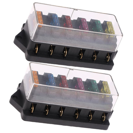 SWETRACE 2Pcs Metal 6 Way Fuse Holder for Vehicle Maintenance Electrical Installation Car Fuse Accessory 4.3x2.0x1.7in.